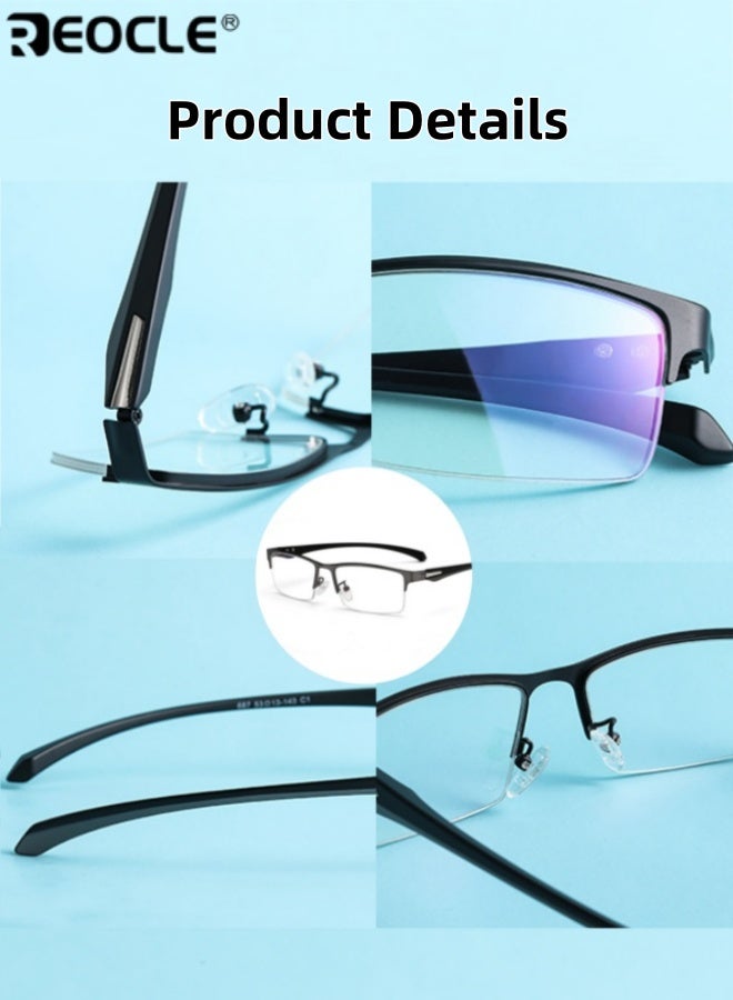 ريوكل نظارات مضادة للضوء الأزرق نصف عديمة الإطار مستطيلة الشكل إطار معدني تحجب الأشعة فوق البنفسجية نظارات كمبيوتر مضادة للتوهج لتخفيف إجهاد العين للنظارات القراءة - Image 5