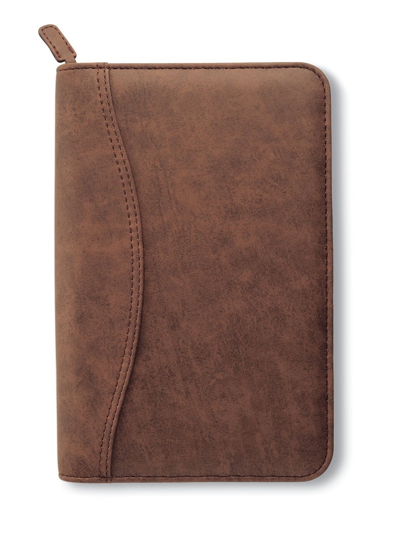 Day-Timer Simulated Distressed Leather Organizer Starter Set, Zip Closure, 8.5 x 5.5 Inches, Brown (D43074) - Image 4