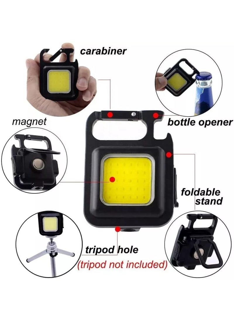 Ride2joy Ride2joy New Multifunctional Keychain Mini LED Light Rechargeable Mini Cob Handheld Flashlight with Bottle Opener Magnetic Base and Folding Bracket Pocket Emergency Light  - Image 3