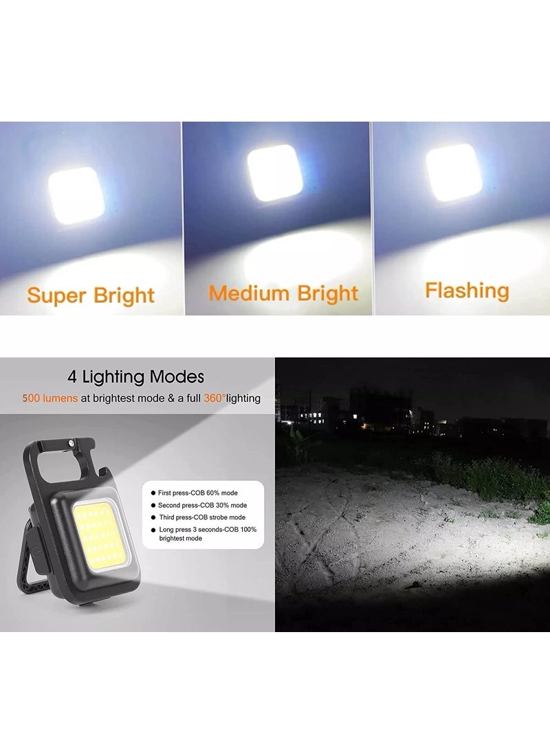 Ride2joy Ride2joy New Multifunctional Keychain Mini LED Light Rechargeable Mini Cob Handheld Flashlight with Bottle Opener Magnetic Base and Folding Bracket Pocket Emergency Light  - Image 2