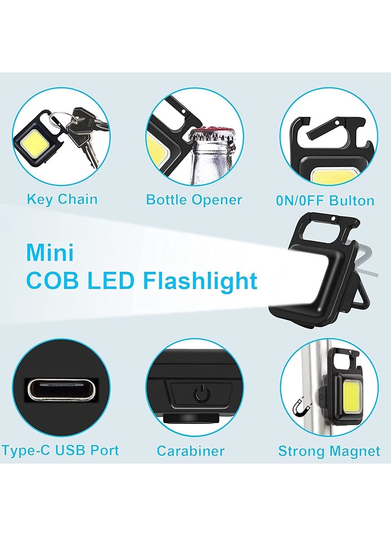 Ride2joy Ride2joy New Multifunctional Keychain Mini LED Light Rechargeable Mini Cob Handheld Flashlight with Bottle Opener Magnetic Base and Folding Bracket Pocket Emergency Light  - Image 4