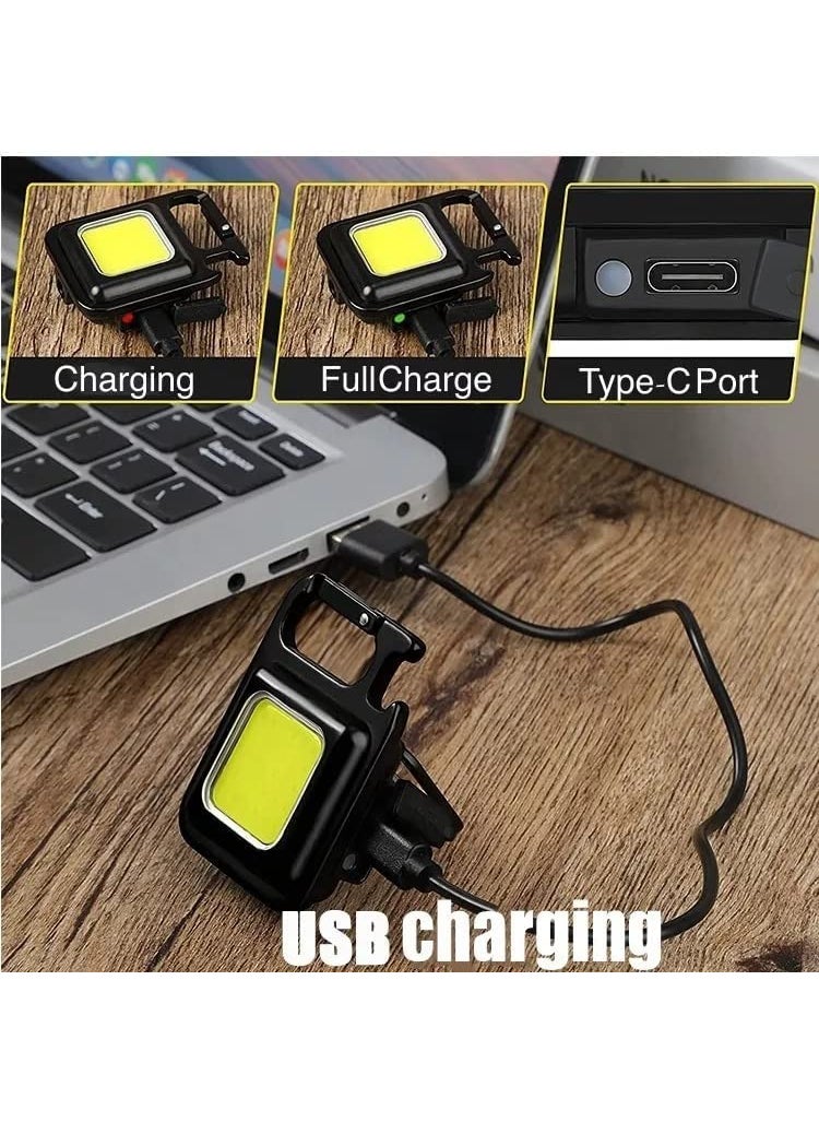 Ride2joy Ride2joy New Multifunctional Keychain Mini LED Light Rechargeable Mini Cob Handheld Flashlight with Bottle Opener Magnetic Base and Folding Bracket Pocket Emergency Light  - Image 5