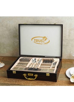 Trust 86-Piece Stainless Steel Cutlery Set Silver/Gold, Service for 12  - Image 3