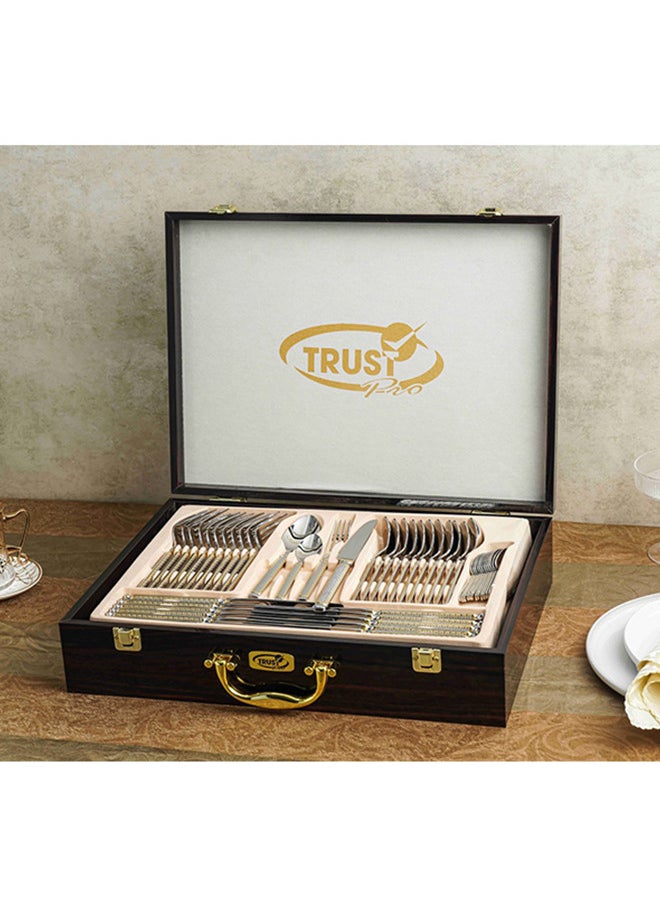 Trust 86-Piece Stainless Steel Cutlery Set Silver/Gold, Service for 12  - Image 3