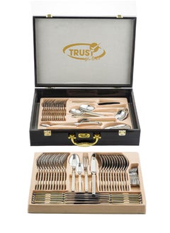 Trust 86-Piece Stainless Steel Cutlery Set Silver/Gold, Service for 12  - Image 1