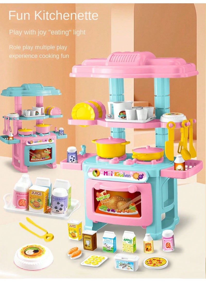 مجموعة مطبخ للأطفال - مجموعة طهي تضم 48 قطعة مع أدوات مطبخ واقعية، حوض، فرن، ورف تجفيف؛ تشجع على اللعب التمثيلي والتعلم العملي، مثالية للأطفال من عمر 3 إلى 6 سنوات - Image 1