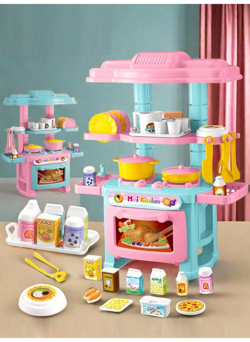 مجموعة مطبخ للأطفال - مجموعة طهي تضم 48 قطعة مع أدوات مطبخ واقعية، حوض، فرن، ورف تجفيف؛ تشجع على اللعب التمثيلي والتعلم العملي، مثالية للأطفال من عمر 3 إلى 6 سنوات - Image 2