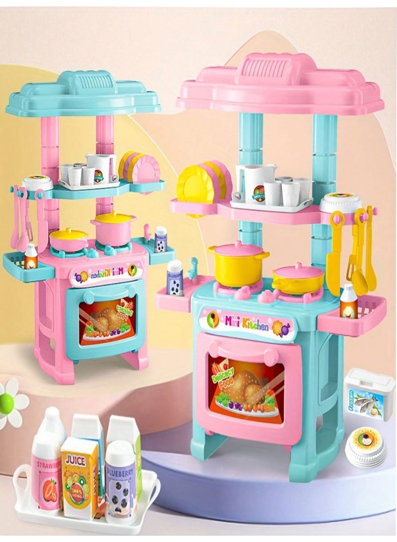 مجموعة مطبخ للأطفال - مجموعة طهي تضم 48 قطعة مع أدوات مطبخ واقعية، حوض، فرن، ورف تجفيف؛ تشجع على اللعب التمثيلي والتعلم العملي، مثالية للأطفال من عمر 3 إلى 6 سنوات - Image 3