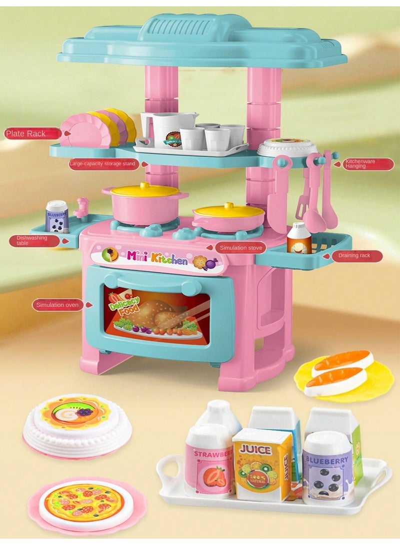 مجموعة مطبخ للأطفال - مجموعة طهي تضم 48 قطعة مع أدوات مطبخ واقعية، حوض، فرن، ورف تجفيف؛ تشجع على اللعب التمثيلي والتعلم العملي، مثالية للأطفال من عمر 3 إلى 6 سنوات - Image 5