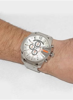 DIESEL Men's Mega Chief Round Shape Stainless Steel Chronograph Wrist Watch 54 mm - Silver - DZ4328  - Image 3