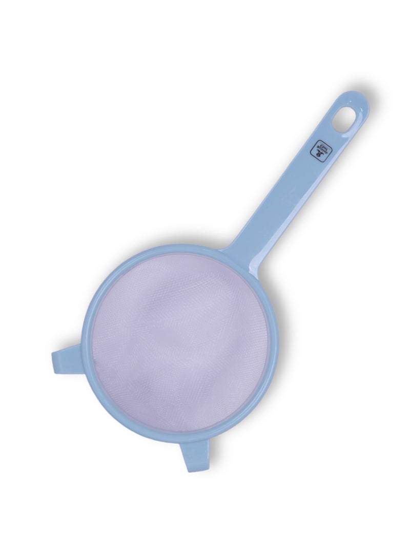 British Chef Multipurpose Kitchen Strainer | 14cm Mesh Sieve with Handle | Durable Plastic and Fine Mesh Filter |Ideal for draining pasta, rinsing fruits, and filtering sauces-Blue - Image 1