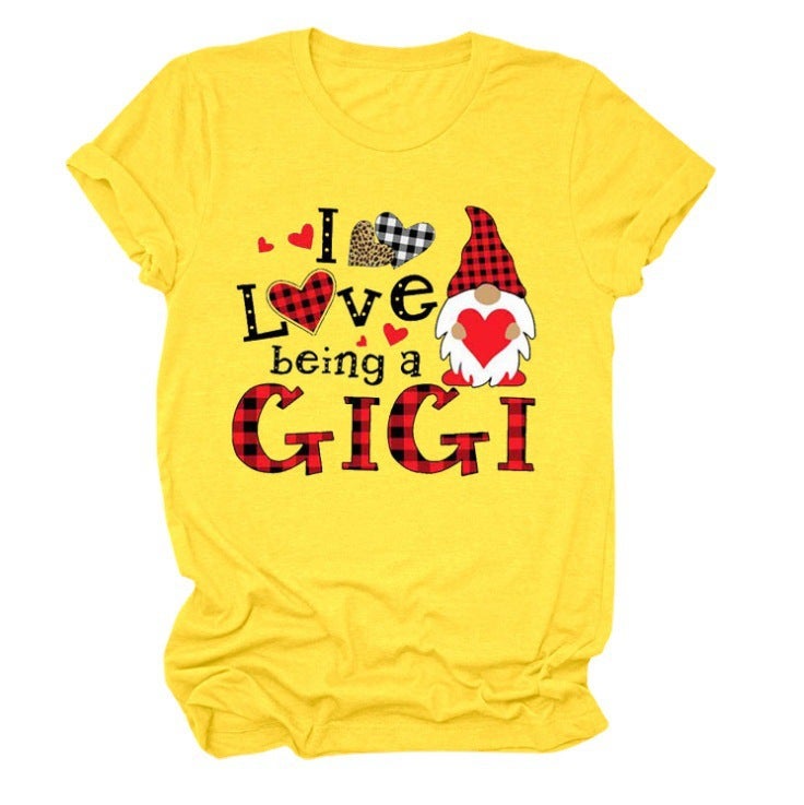 Spot Independent Station New I Love Being A Gigi Dwarf Plaid Printed Short Sleeve T-Shirt Women - Image 5