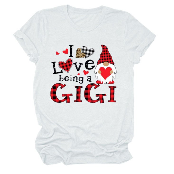 Spot Independent Station New I Love Being A Gigi Dwarf Plaid Printed Short Sleeve T-Shirt Women - Image 4