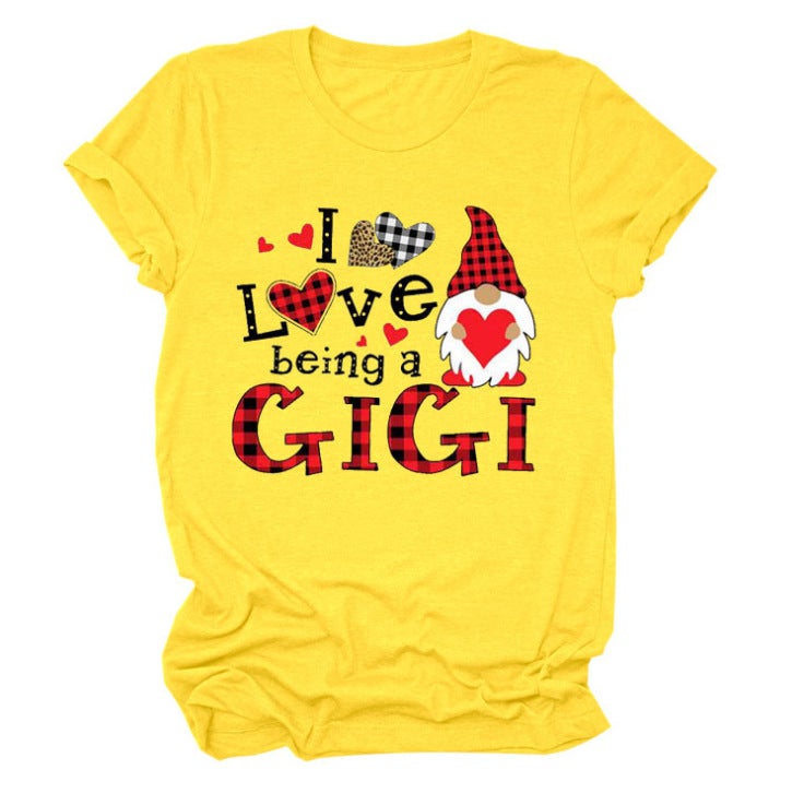 Spot Independent Station New I Love Being A Gigi Dwarf Plaid Printed Short Sleeve T-Shirt Women - Image 1