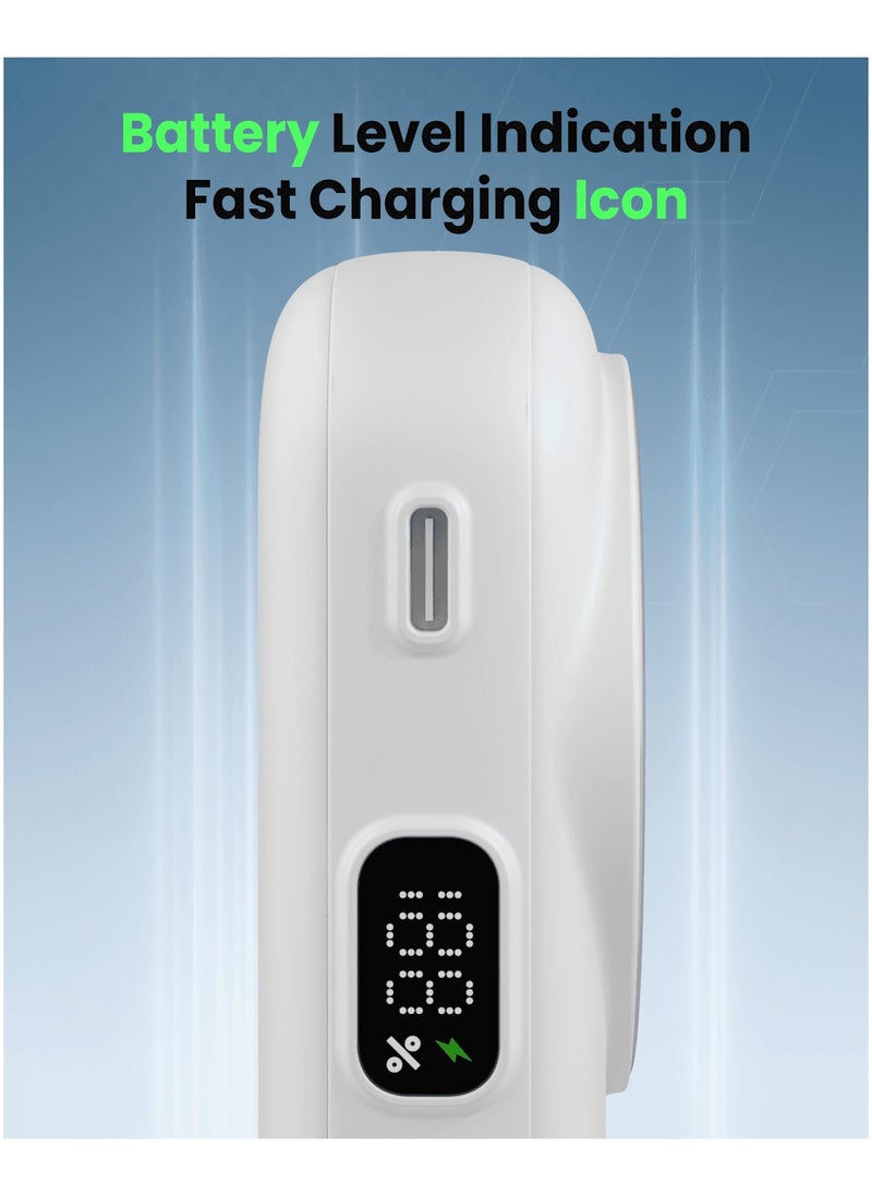 Moxedo Moxedo Snap-On Wireless Charging Power Bank 8000mAh 15W PD Fast Charging Portable Charger with Built-in USB-C Cable - White  - Image 5