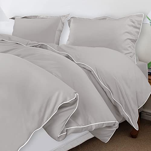 Spread Spain® Italian Cotton Closure Zipper, 500 Thread Count Light Grey King Size Duvet/Quilt Cover, Soft and Breathable, Lightweight King Duvet Cover (90" x 108" Inches) - Image 1