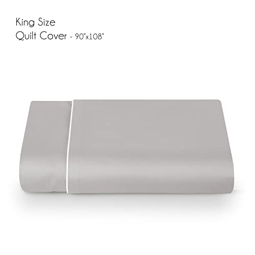 Spread Spain® Italian Cotton Closure Zipper, 500 Thread Count Light Grey King Size Duvet/Quilt Cover, Soft and Breathable, Lightweight King Duvet Cover (90" x 108" Inches) - Image 4