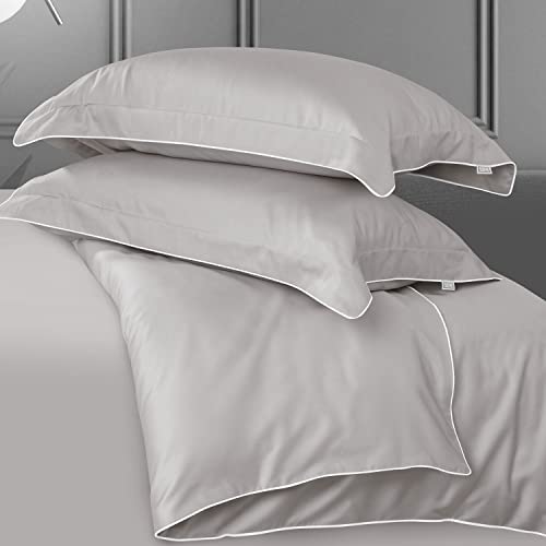 Spread Spain® Italian Cotton Closure Zipper, 500 Thread Count Light Grey King Size Duvet/Quilt Cover, Soft and Breathable, Lightweight King Duvet Cover (90" x 108" Inches) - Image 2