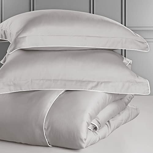 Spread Spain® Italian Cotton Closure Zipper, 500 Thread Count Light Grey King Size Duvet/Quilt Cover, Soft and Breathable, Lightweight King Duvet Cover (90" x 108" Inches) - Image 5