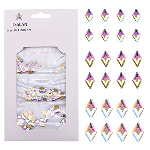 Tisslan 100pcs Mix 3 Sizes 3D Nail Crystal AB Flatback Rhombus Diamond Rhinestone Accessories Craft DIY Supply - Image 2