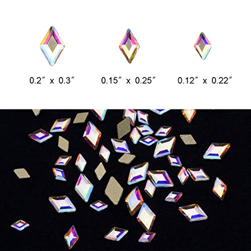 Tisslan 100pcs Mix 3 Sizes 3D Nail Crystal AB Flatback Rhombus Diamond Rhinestone Accessories Craft DIY Supply - Image 5
