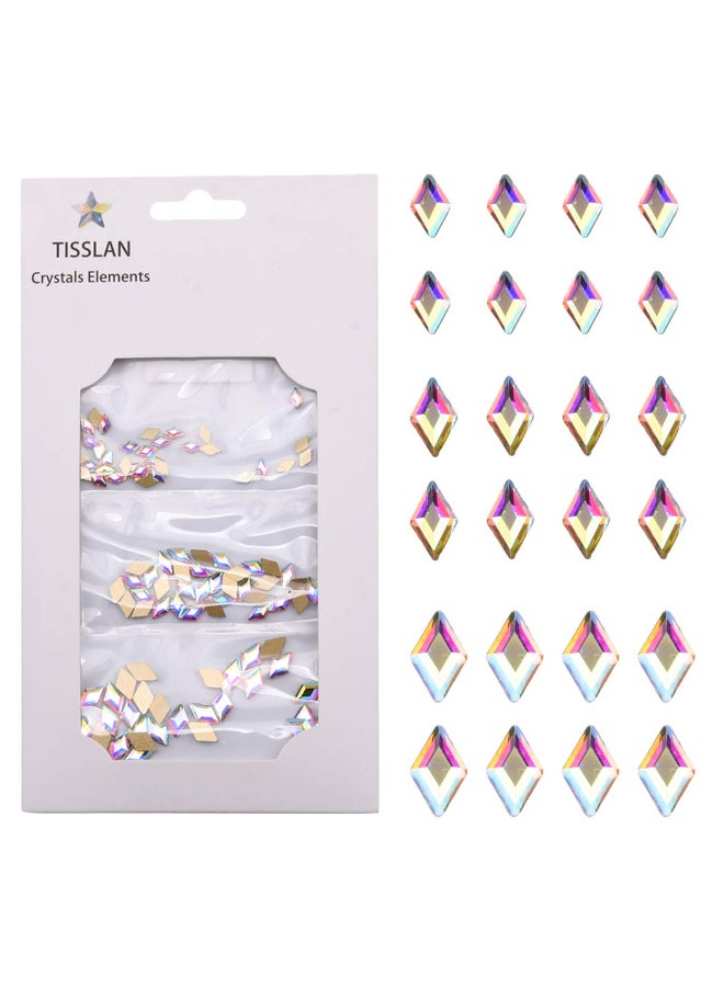 Tisslan 100pcs Mix 3 Sizes 3D Nail Crystal AB Flatback Rhombus Diamond Rhinestone Accessories Craft DIY Supply - Image 3