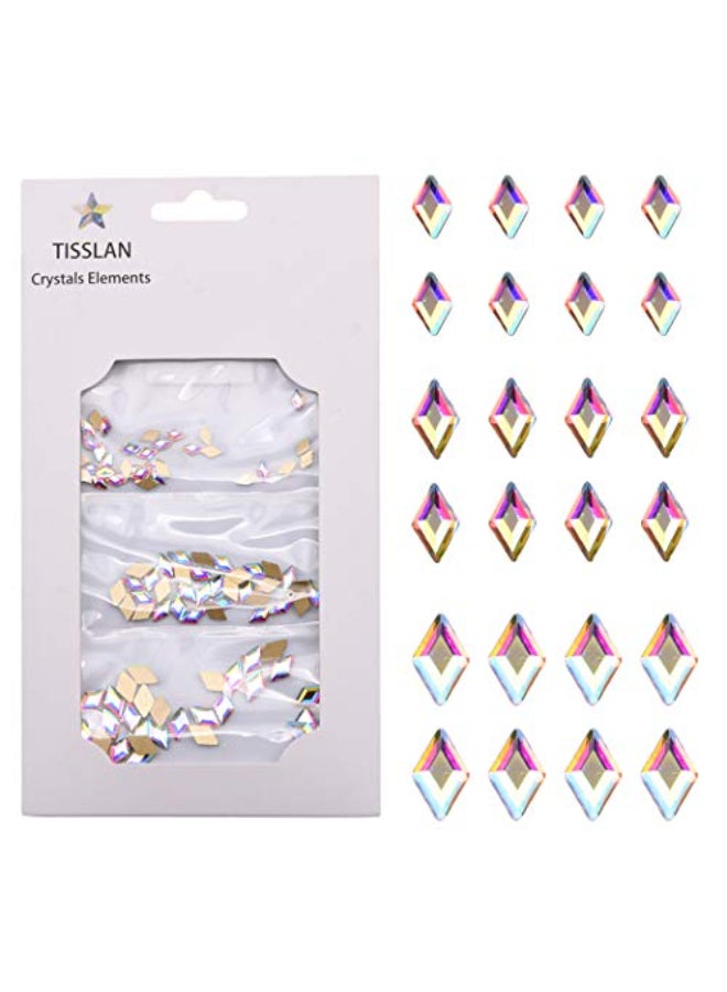 Tisslan 100pcs Mix 3 Sizes 3D Nail Crystal AB Flatback Rhombus Diamond Rhinestone Accessories Craft DIY Supply - Image 1