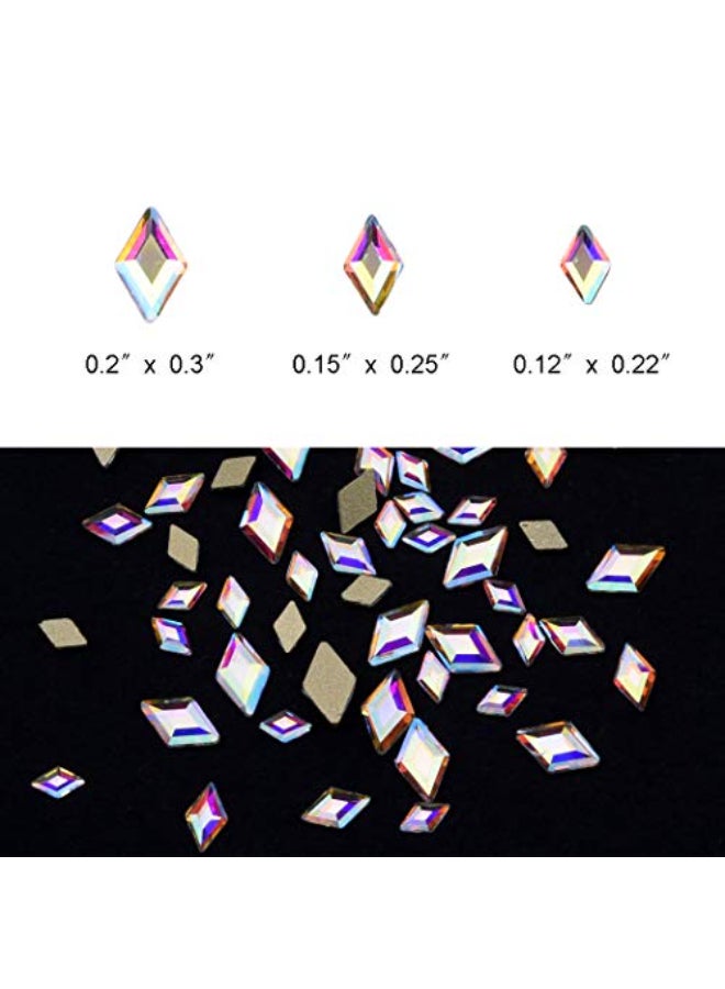 Tisslan 100pcs Mix 3 Sizes 3D Nail Crystal AB Flatback Rhombus Diamond Rhinestone Accessories Craft DIY Supply - Image 4