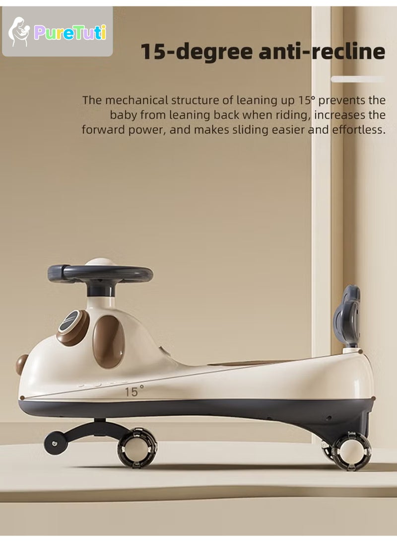 طفل نقي سيارة ركوب للأطفال، سيارة هزازة مع عجلة LED من البولي يوريثان، إضاءة وموسيقى، سيارة متأرجحة للأطفال، سيارة ركوب للأطفال مع صندوق تخزين للأطفال من سن 2 إلى 8 سنوات - Image 5