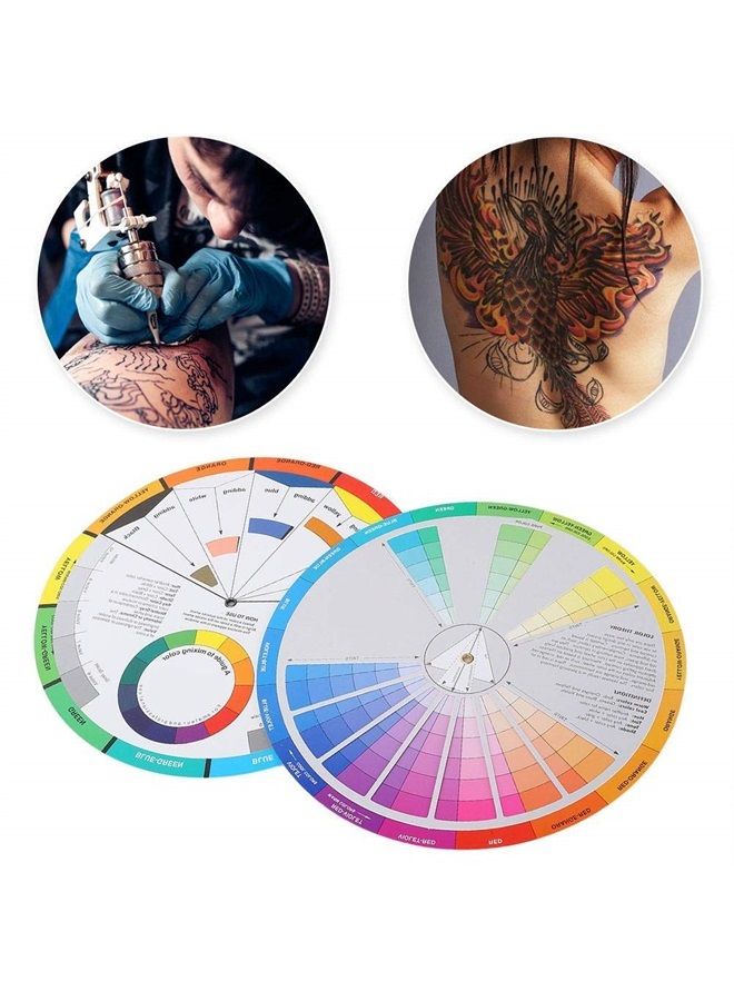 ZJchao Color Wheel, 2pcs Paint Mixing Learning Guide Art Class Teaching Tool Color Scheme Guide for Paint Permanent Eyebrow Lip Body Tattoo - Image 3