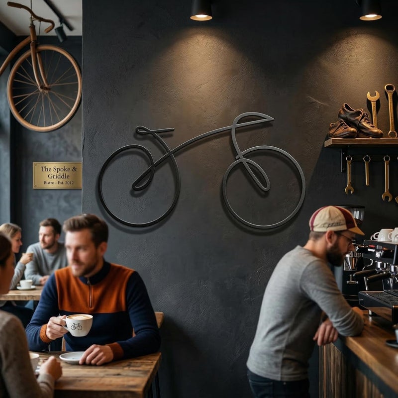 DEKADRON Metal Wall Art - Line Bicycle, Geometric Bike Sign, Home Living Room Decor, Cyclist Gift (18" W x 10" H / 45x25cm) - Image 4