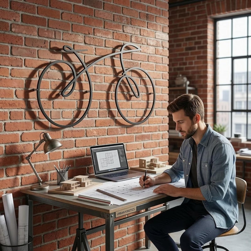 DEKADRON Metal Wall Art - Line Bicycle, Geometric Bike Sign, Home Living Room Decor, Cyclist Gift (18" W x 10" H / 45x25cm) - Image 3