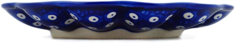 Polmedia Polish Pottery طبق بيض خزفي بولندي أصلي بتصميم عين زرقاء الربيع مصنوع يدويًا في بولسوافيا بولندا بواسطة سيراميكا بونا شهادة الأصالة - Image 3