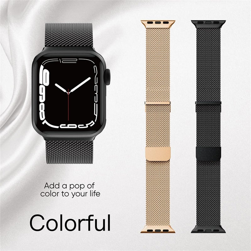 erorex For  Apple Watch 7 45Mm Milan Double Magnetic Steel Mesh Watch Band(Color) - Image 5