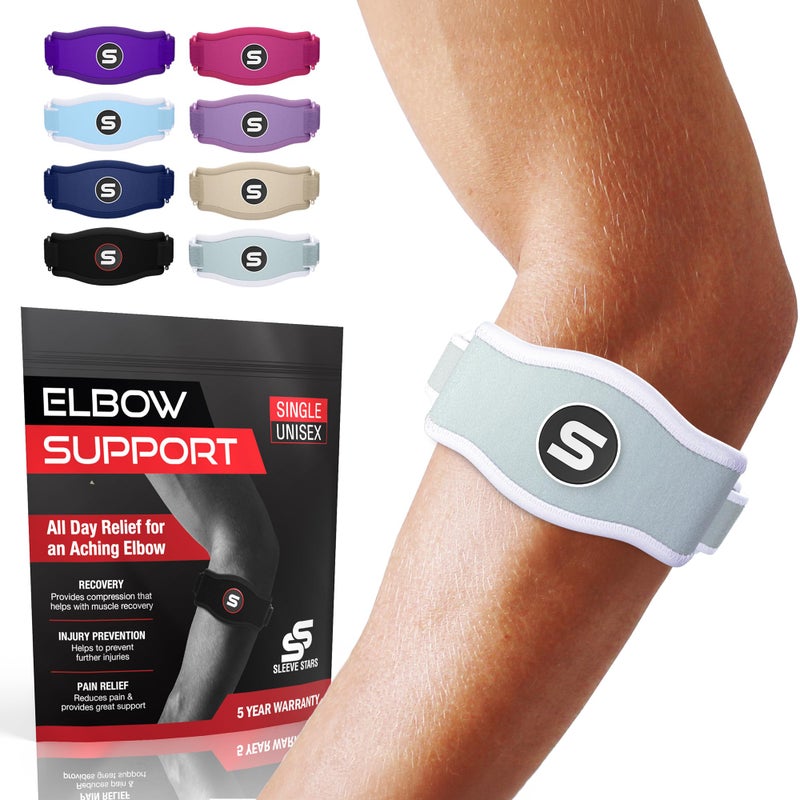 SS SLEEVE STARS Sleeve Stars Tennis Elbow Brace for Men Women Tendonitis Elbow Brace Strap Golfers Elbow Brace Counterforce Band for Tendon Pain Relief Support for Forearm w 3 Straps Fits 923 Single 1 Mint Green One Size 