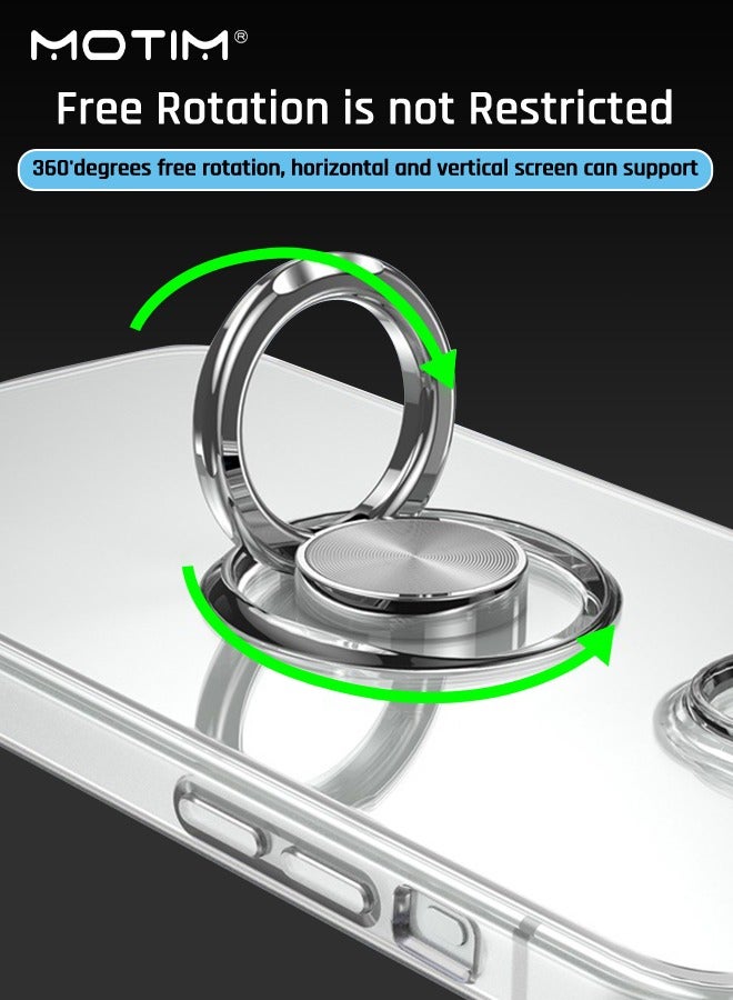 Motim Crystal Clear iPhone 15 Pro Case with 360°Ring Holder Kickstand Transparent Slim Lightweight Phone Case Anti Yellowing Flexible Drop Protection Bumper Cover 6.1 inch - Image 4