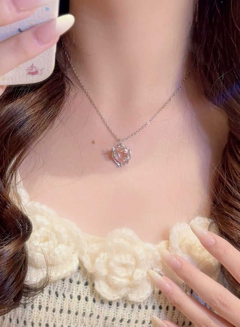 Goolsky قلادة كريستال قلب المجرة الوردية - تصميم فريد مع قلادة رقيقة، هدية مثالية للأصدقاء والصديقات، رومانسية - Image 4