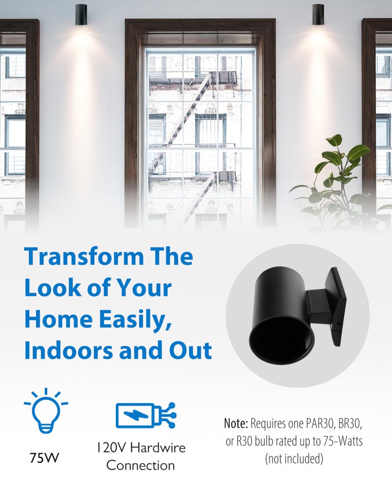 NICOR Lighting 7 inch Decorative Black Wall Mount Down Light (50101BK) - Image 3