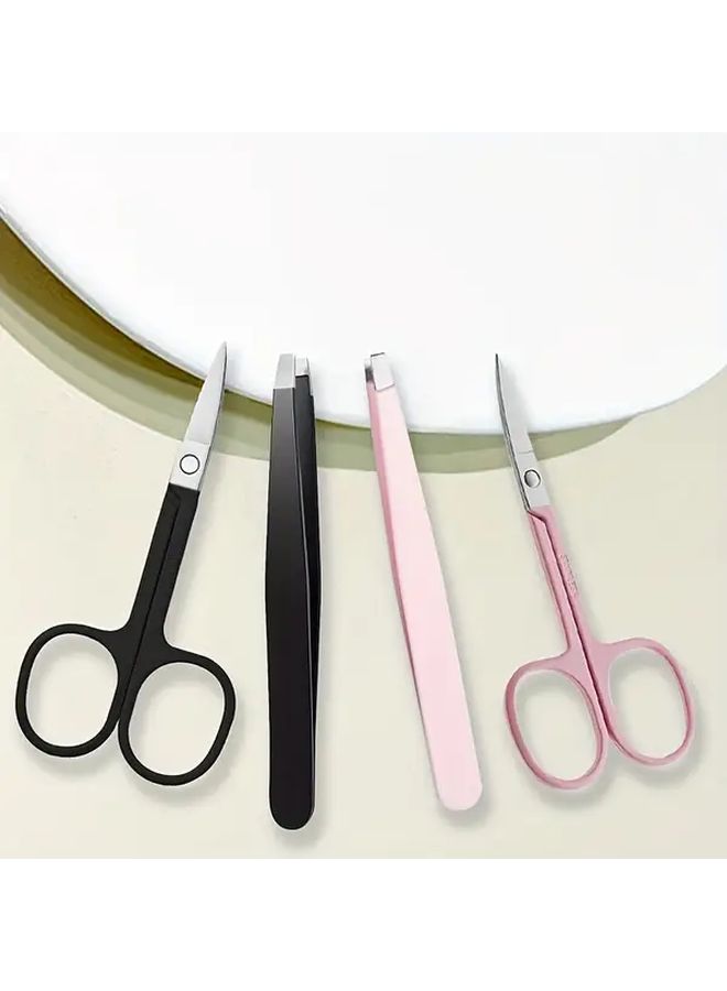 Silvery Eyebrow Grooming Kit Scissors And Tweezers For Hair Removal - Image 1