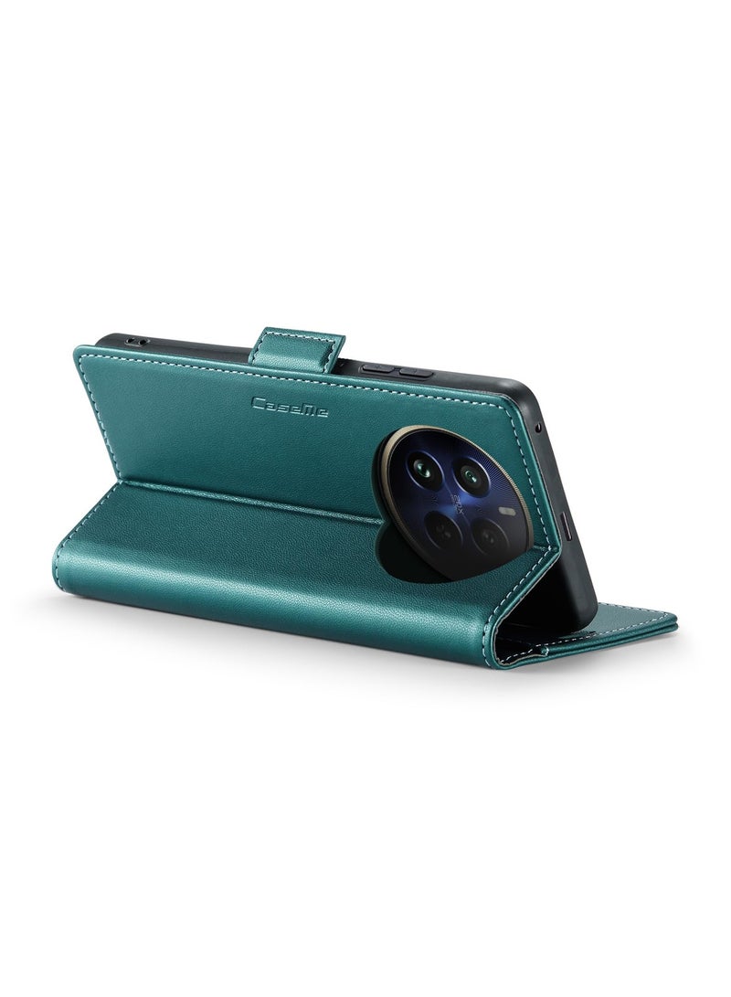 CaseMe Phone Case Luxury PU Leather Design Anti Fingerprint 023 Flip Cover Card Slot Holder Cover For Realme 12 Pro/Realme 12 Pro Plus/ (Green) - Image 4