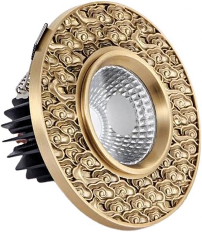 4.3 Inch Ultra-Thin Round Downlight Luminaire, Brushed Brass Finish, LED Recessed Light Fixtures,Dimmable LED Flush Mount Ceiling Light, 10W Brass Baffle Trim,Gold - Image 1