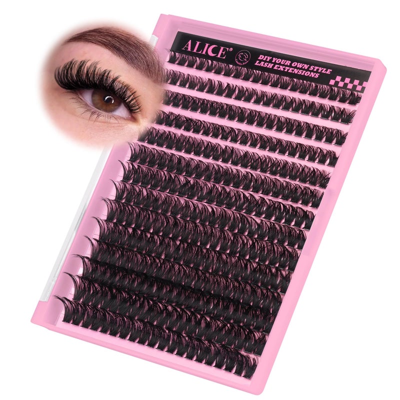 Alice 280Pcs Wispy Individual Lashes DIY Eyelash Extensions 8-16MM D-Curly Lash Extensions Lash Clusters 80D Cluster Eyelashes DIY at Home by ALICE - Image 2