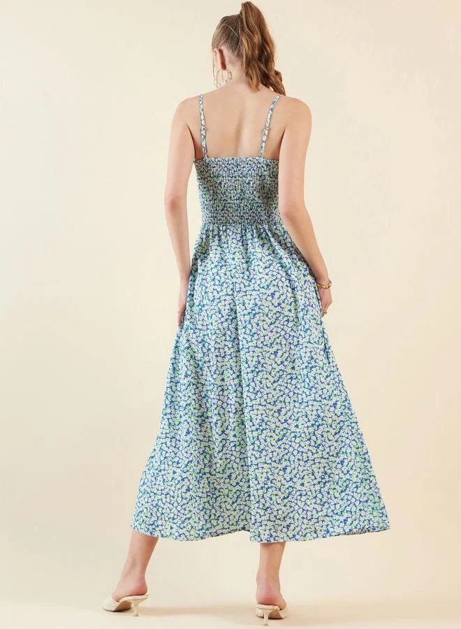 Freehand Women Flared Casual Ditsy Print Maxi Dress