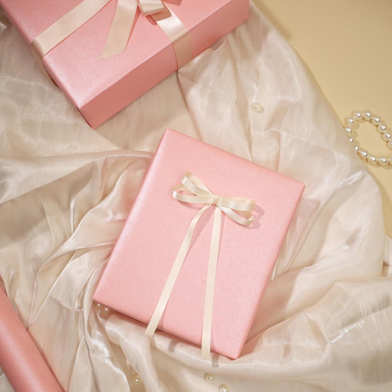 LaRibbons Pink Wrapping Paper, Mini Roll-17 Inch x 33 Feet, Solid Color Pearly-Lustre Gift Wrapping Paper Rolls for Wedding, Valentine's Day, Birthday, Bridal Shower - Image 5