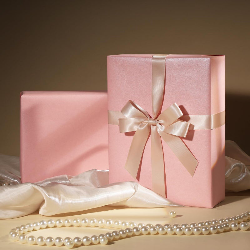 LaRibbons Pink Wrapping Paper, Mini Roll-17 Inch x 33 Feet, Solid Color Pearly-Lustre Gift Wrapping Paper Rolls for Wedding, Valentine's Day, Birthday, Bridal Shower - Image 4