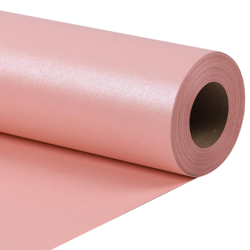 LaRibbons Pink Wrapping Paper, Mini Roll-17 Inch x 33 Feet, Solid Color Pearly-Lustre Gift Wrapping Paper Rolls for Wedding, Valentine's Day, Birthday, Bridal Shower - Image 1