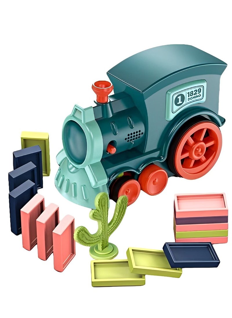 Kids Electric Domino Train Car With Sound & Light Automatic Laying Dominoes Brick toy  - Image 1