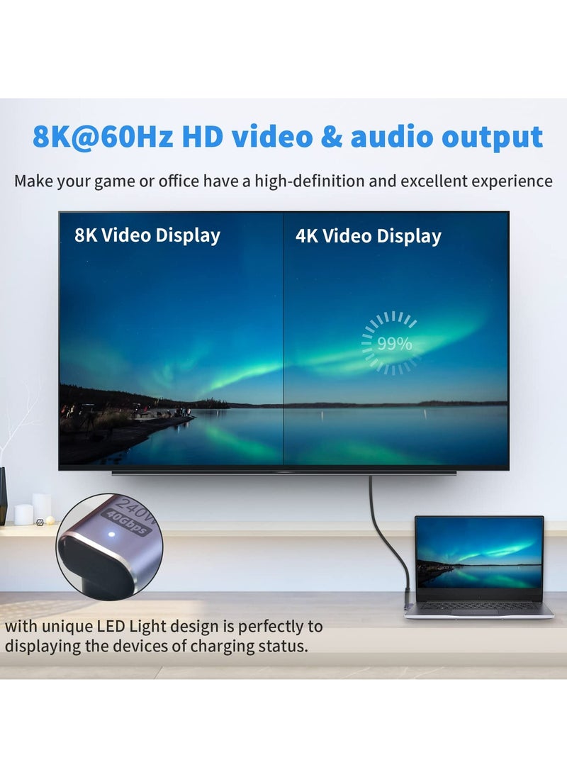 CMGTYYD 240W USB C 90 Degree Adapter, 90 Degree USB C Adapter 40Gbps, USB C Adapter Up & Down USB C Male to Female Connector with 8K Video Display for ipad, MacBook, Thunderbolt, USB4, 2pack  - Image 4