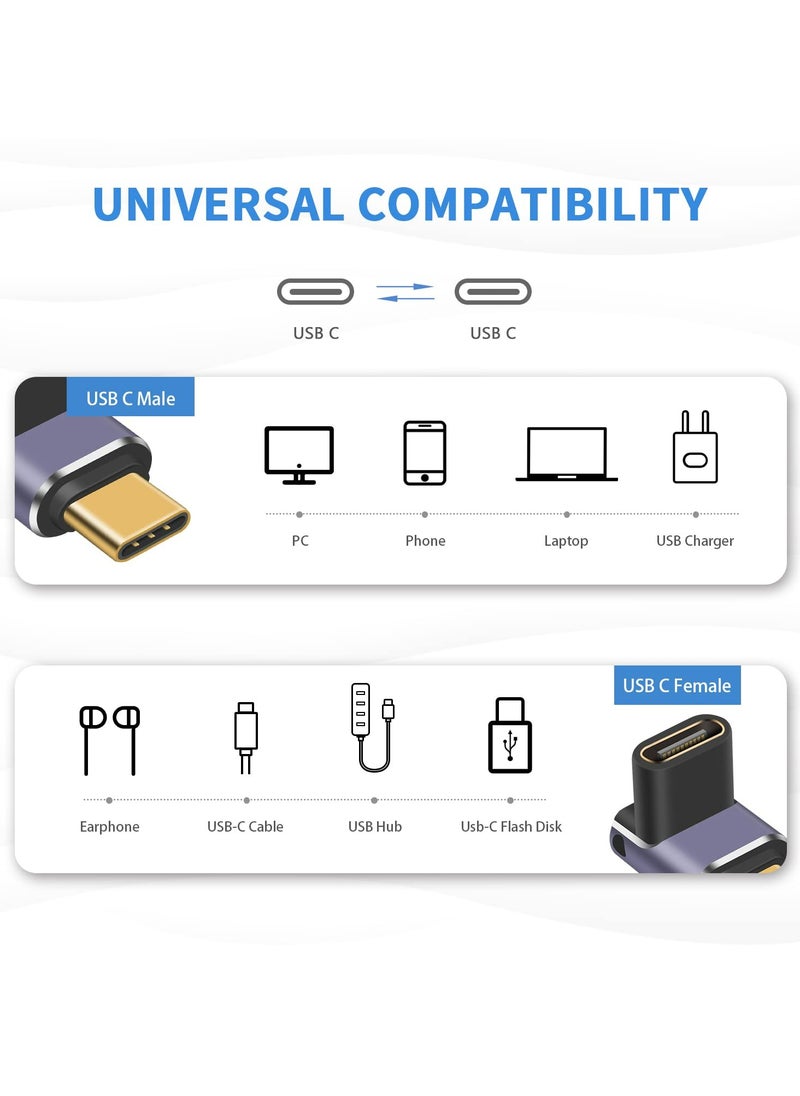 CMGTYYD - 240W USB C 90 Degree Adapter, 90 Degree USB C Adapter 40Gbps, USB C Adapter Up & Down USB C Male to Female Connector with 8K Video Display for ipad, MacBook, Thunderbolt, USB4, 2pack - Image 1