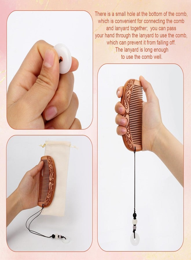 XIHIRCD Labor Comb Set, Wooden Birthing Comb Classic Phoenix Pattern Decoration Childbirth Hair Comb Pregnancy Gift Delivery Essentials Care Package for New Moms Women, with Pendant, Pouch, Box - Image 3